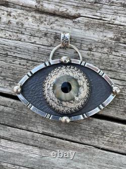 Sterling Silver Glass Eyeball Pendant Third Eye Pendant ARTISAN Evil eye pendant