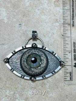 Sterling Silver Glass Eyeball Pendant Third Eye Pendant ARTISAN Evil eye pendant