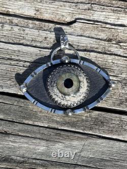 Sterling Silver Glass Eyeball Pendant Third Eye Pendant ARTISAN Evil eye pendant