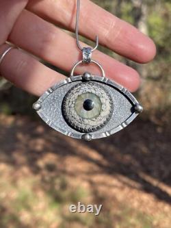 Sterling Silver Glass Eyeball Pendant Third Eye Pendant ARTISAN Evil eye pendant