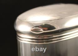 Sterling Silver Glass Faceted Oval Vanity Jar London 1926