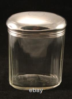 Sterling Silver Glass Faceted Oval Vanity Jar London 1926