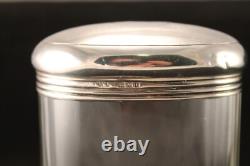Sterling Silver Glass Faceted Oval Vanity Jar London 1926