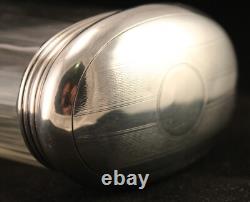 Sterling Silver Glass Faceted Oval Vanity Jar London 1926