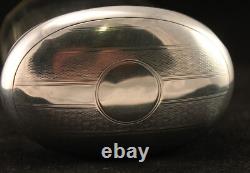 Sterling Silver Glass Faceted Oval Vanity Jar London 1926