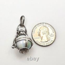 Sterling Silver Glass Interchangeable Marble Lantern Moonstone Charm Pendant Orb
