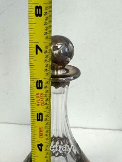 Sterling Silver Glass Perfume Bottle Floral 19th C 7 H Engraved Ornate