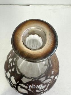 Sterling Silver Glass Perfume Bottle Floral 19th C 7 H Engraved Ornate