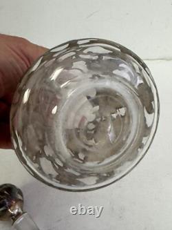 Sterling Silver Glass Perfume Bottle Floral 19th C 7 H Engraved Ornate