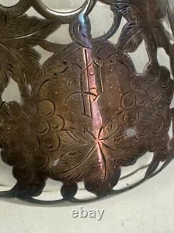 Sterling Silver Glass Perfume Bottle Floral 19th C 7 H Engraved Ornate
