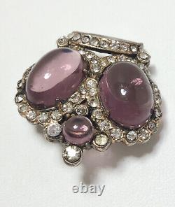 Sterling Silver Glass Rhinestone Crown Estate Vintage Brooch Pin