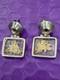 Sterling Silver Glass Style Square Earrings (3113)