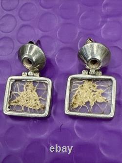 Sterling Silver Glass Style Square Earrings (3113)