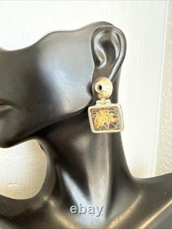 Sterling Silver Glass Style Square Earrings (3113)