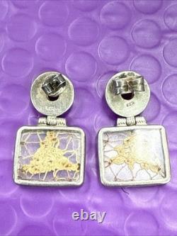 Sterling Silver Glass Style Square Earrings (3113)
