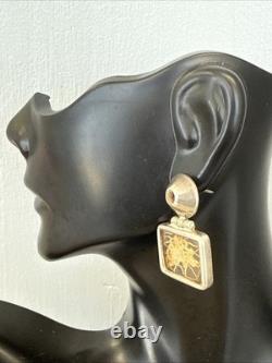 Sterling Silver Glass Style Square Earrings (3113)
