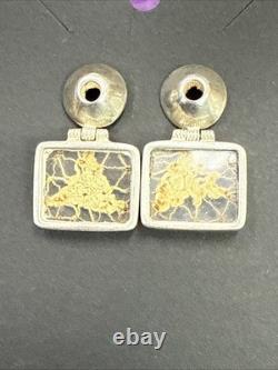 Sterling Silver Glass Style Square Earrings (3113)