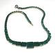 Sterling Silver Green Glass Antique Necklace Decorative Back 16 Inches 30.7 Gram