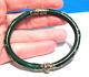 Sterling Silver Green Glass Bangle Bracelet Hinged Italy 19 Grams