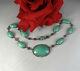 Sterling Silver Green Peking Glass Floral Necklace Cat Rescue