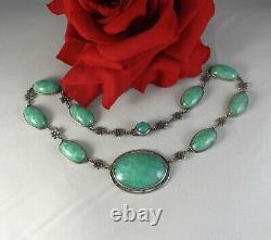 Sterling Silver Green Peking Glass Floral Necklace CAT RESCUE