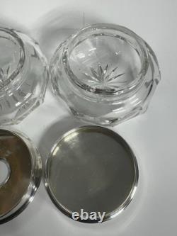 Sterling Silver Hair Receiver & Powder Crystal Cut Glass Vanity Pieces J. S & Co