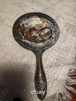 Sterling Silver Hand Mirror Antique No Glass Selling for Scrap Or Use