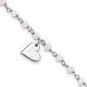 Sterling Silver Heart Pink/white Glass Beads 7.5in Bracelet 2.75gram Length-7.5