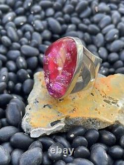 Sterling Silver Jay King Mine Finds Art glass Pink ring? DTR signed beauty