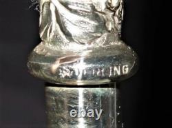 Sterling Silver Large Magnifying Glass Holder Only, 14 3/4 MISSING 4 GLASS