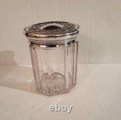 Sterling Silver Lid Glass Jar Vintage Antique