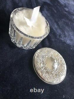 Sterling Silver Lid, and Glass Powder Jar Puff And Screen By Towle Monogrammed