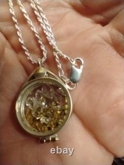 Sterling Silver Locket WithVermont Gold And Herkimer Diamonds