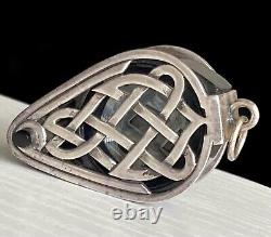 Sterling Silver Loupe Magnifying Glass Celtic Knot Case Pendant 925 Great Gift