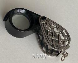 Sterling Silver Loupe Magnifying Glass Celtic Knot Case Pendant 925 Great Gift