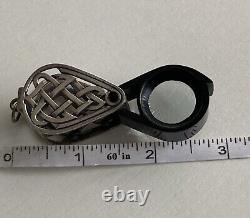 Sterling Silver Loupe Magnifying Glass Celtic Knot Case Pendant 925 Great Gift