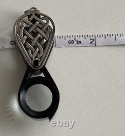 Sterling Silver Loupe Magnifying Glass Celtic Knot Case Pendant 925 Great Gift