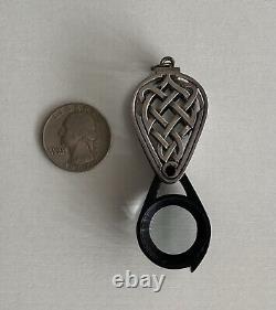 Sterling Silver Loupe Magnifying Glass Celtic Knot Case Pendant 925 Great Gift