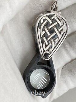 Sterling Silver Loupe Magnifying Glass Celtic Knot Case Pendant 925 Great Gift