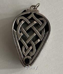 Sterling Silver Loupe Magnifying Glass Celtic Knot Case Pendant 925 Great Gift