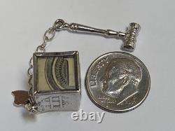 Sterling Silver Mad Money Charm With HAMMER & GLASS RARE! VINTAGE