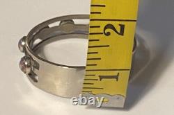 Sterling Silver Maker Mark Stamped 925 Foiled Art Glass Opal Adjustable Bracelet