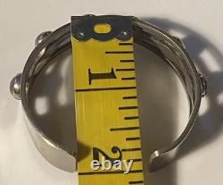 Sterling Silver Maker Mark Stamped 925 Foiled Art Glass Opal Adjustable Bracelet