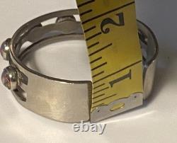 Sterling Silver Maker Mark Stamped 925 Foiled Art Glass Opal Adjustable Bracelet