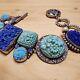 Sterling Silver Mars & Valentine Blue Vintage Pressed Glass Toggle Bracelet