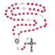 Sterling Silver Miraculous Medal Capped Pink And Clear Glass Prayer Bead Rosary