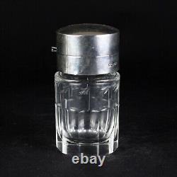 Sterling Silver Mounted Cut Glass Scent Bottle Antique 1907 England Gold Wash 5