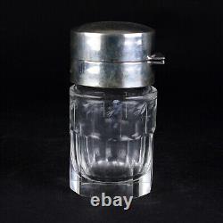 Sterling Silver Mounted Cut Glass Scent Bottle Antique 1907 England Gold Wash 5