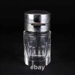 Sterling Silver Mounted Cut Glass Scent Bottle Antique 1907 England Gold Wash 5