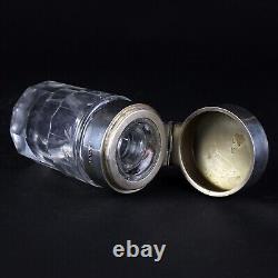 Sterling Silver Mounted Cut Glass Scent Bottle Antique 1907 England Gold Wash 5